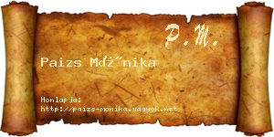 Paizs Mónika névjegykártya