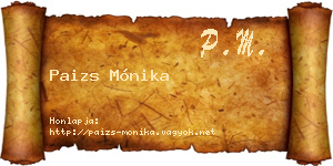 Paizs Mónika névjegykártya